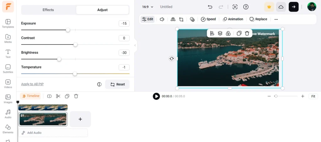 Advanced Video Adjustments flexclip
