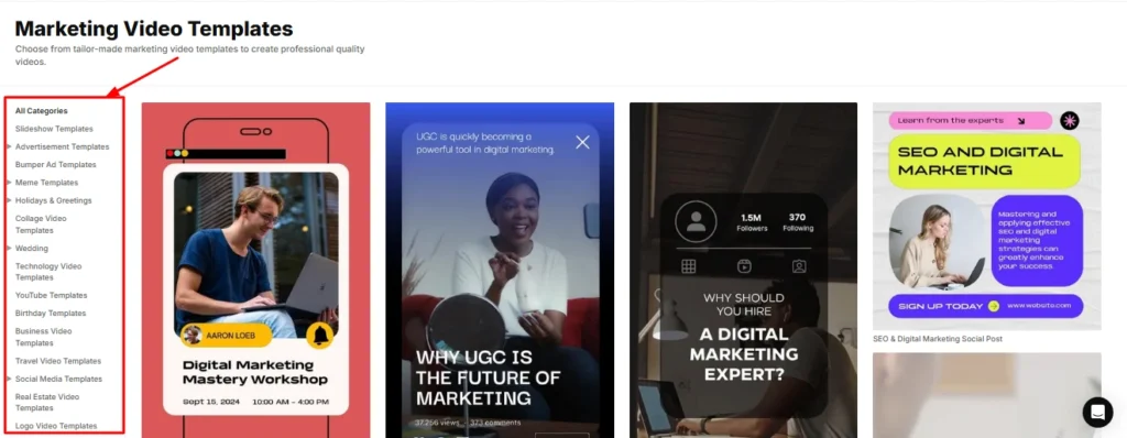 Templates invideo